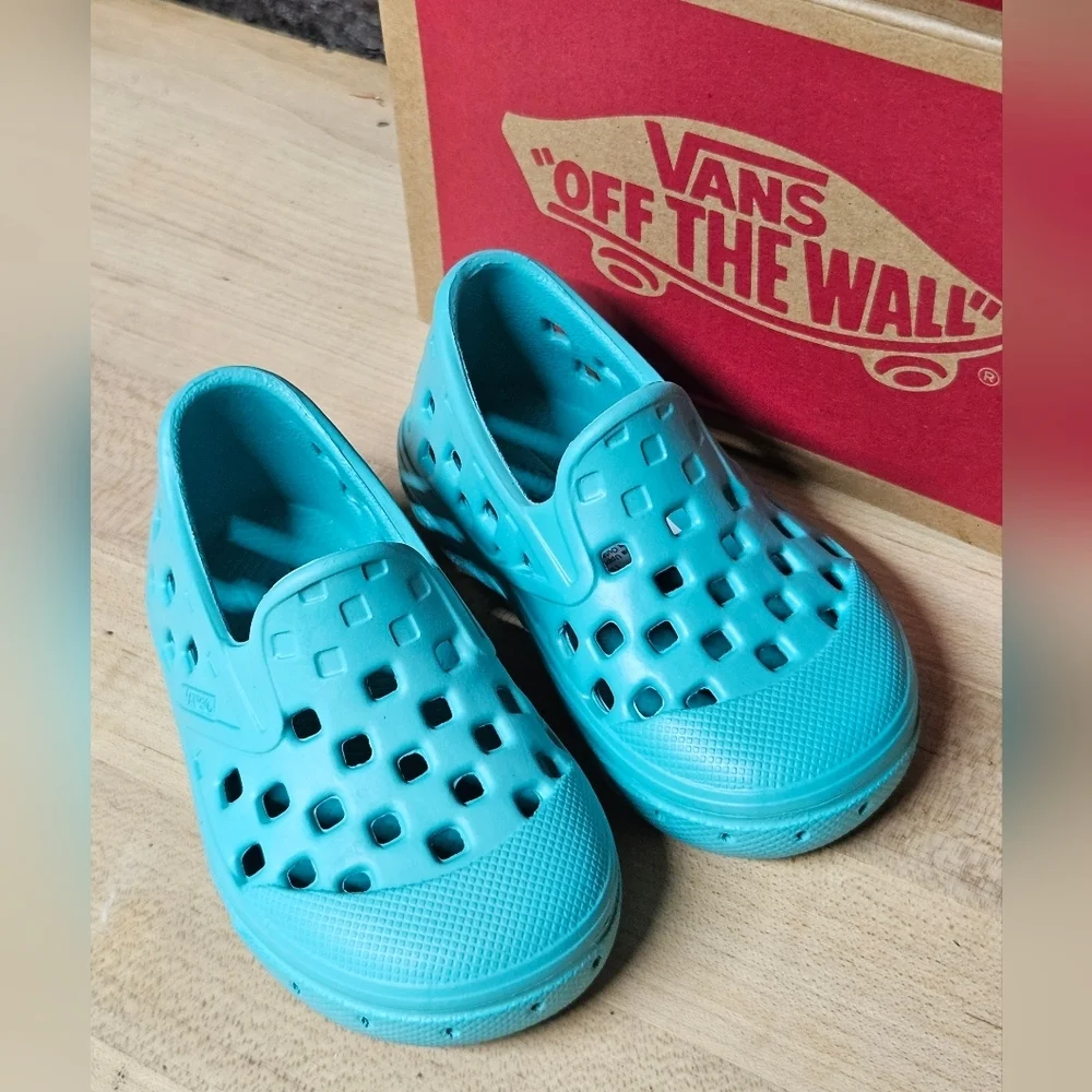 Vans slip on Crocs teal blue size 4 toddler - Picture 4 of 10